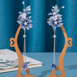1pair Chinese Hanfu Hair Accessories Red Flower Hairpins