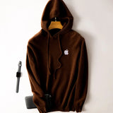 100% Cashmere Hoodies Tracksuit Apple Print Hooded Pullover