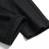 Hot Men's Black jeans Simple Trend Stretch Slim Pencil Pants High Quality Solid Color Mid-Waist Embroidered Brand Trousers