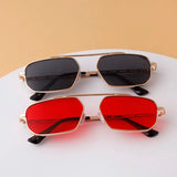 Vintage Red Rectangle Sunglasses Women Brand Steampunk Pink