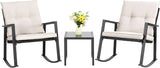 Patio Chairs 3 Piece Wicker Rocking Chair Outdoor