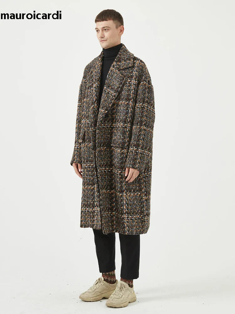 Mauroicardi Autumn Winter Loose Colorful Stylish Warm Tweed