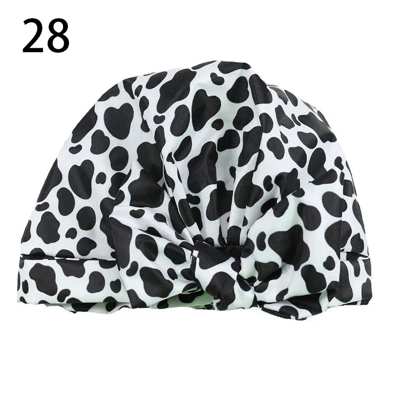Waterproof Cap Elastic Bow Nightcap For Women Satin