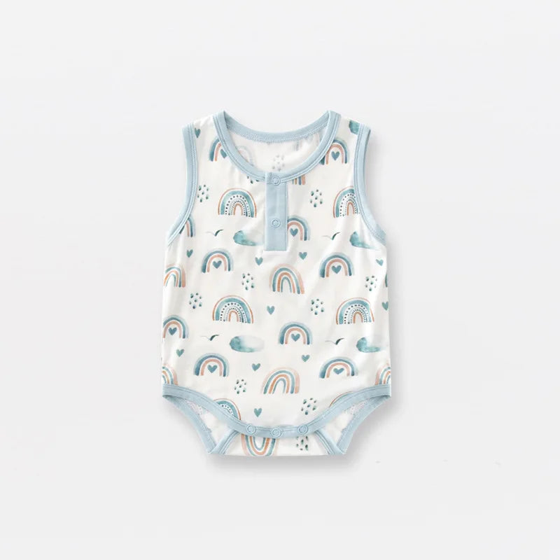 Bamboo Fiber Baby Zippered Romper Printed Baby Boy