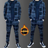 Autumn Winter New Mens Zipper Hoodie Tracksuit Set