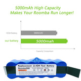 5000mAh 14.4V Li-ion Battery for iRobot Roomba 500