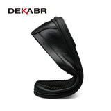 DEKABR Italian Mens Shoes Casual Luxury Brand Summer Men Loafers Split Leather Moccasins Comfy Breathable Slip On Boat Shoes