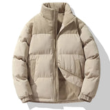 Winter Down Cotton Jacket Men Women Corduroy Patchwork