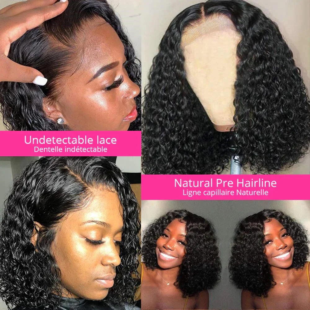 Glueless Wig 12A Short Bob Wig Deep Wave