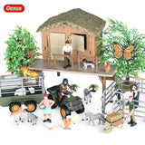 Oenux Farm House Model Action Figures Farmer Motorcycle