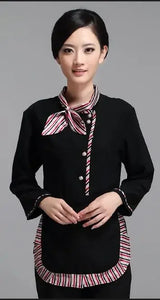 Long Sleeve Hotel Waiter Uniform Female Restaurant Topapron