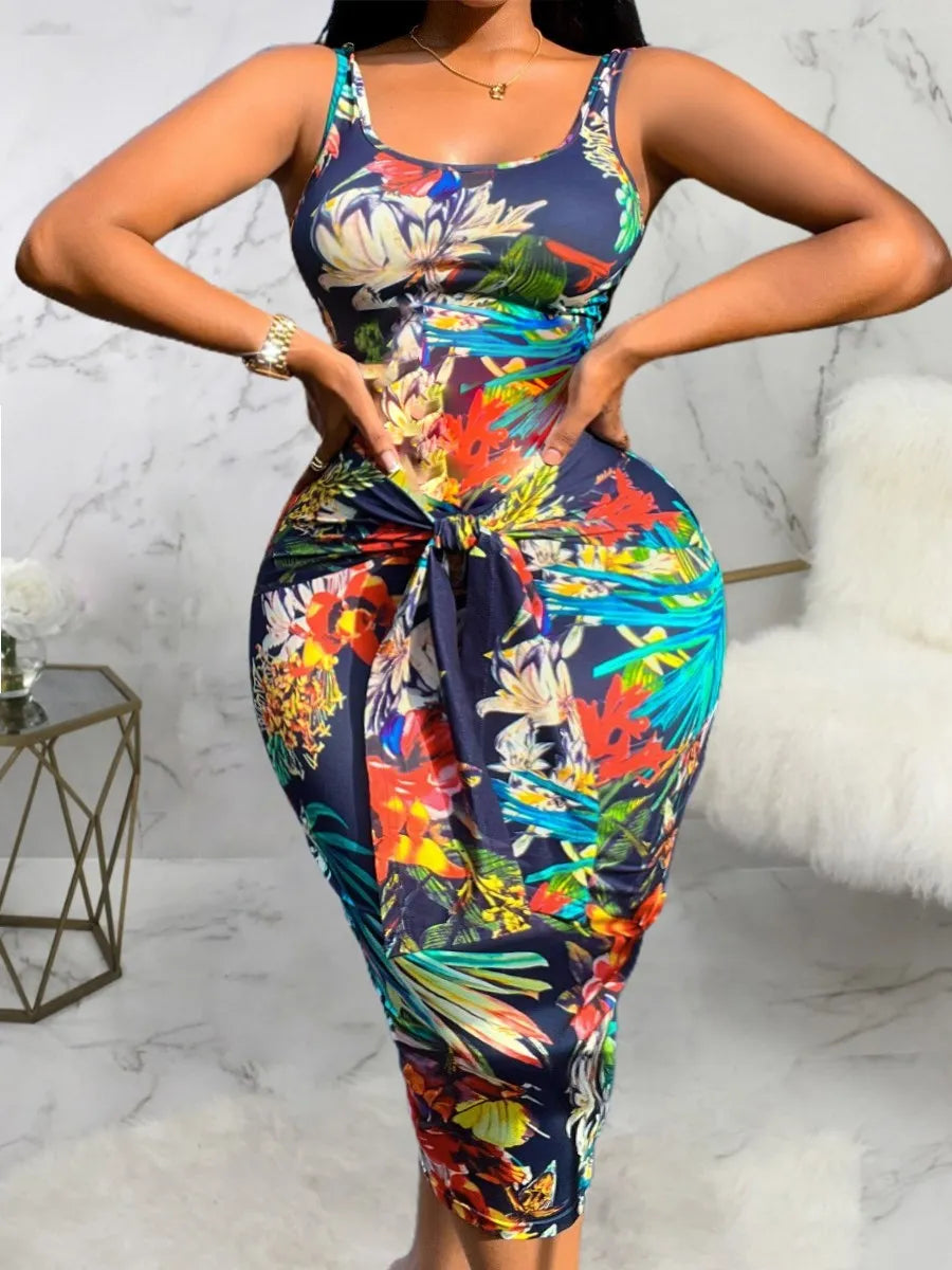 LW Plus Size Summer Low Neck Dress Floral