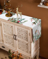 Modern Elegant Table Runner Eucalyptus Berries Robin Table