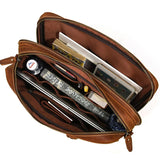 Men Leather Briefcase Bag 14" Computer Laptop s Thick Cow Skin Business Vintage Style Male Daily Working Totes