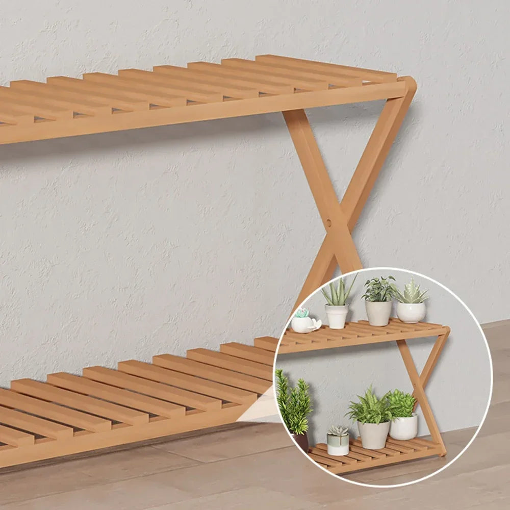 Wooden Multilayer Flowerpot Organizer Flower Holder Balcony Stand