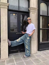 ReddaChic Y2k Destroyed Baggy Jeans for Men Vintage