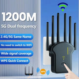 WiFi Repeater 1200Mbps Dual Band Wireless Amplifier 2.4G