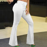 Plus Size Loose Comfortabl White Flare Jeans 3XL