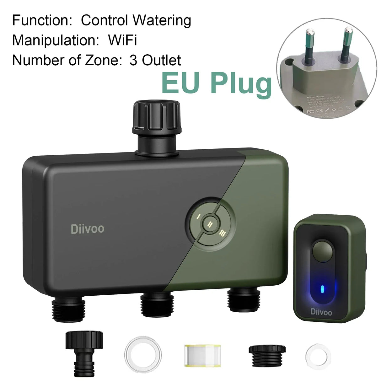 Diivoo 1/2/3 Zone Garden Watering Timer Wifi Automatic