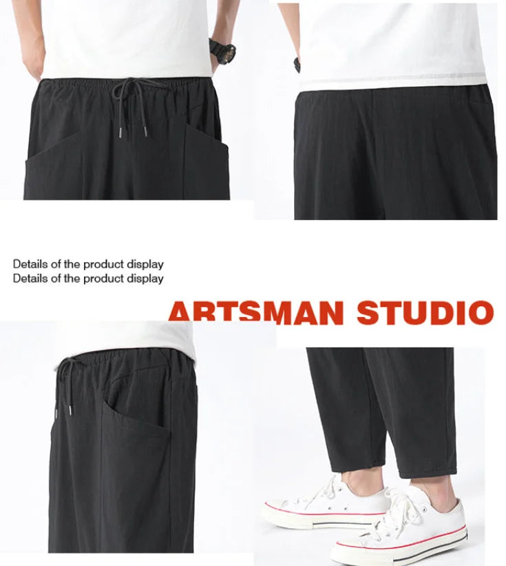 100% Cotton Summer Casual Pants Man Trendy Japanese