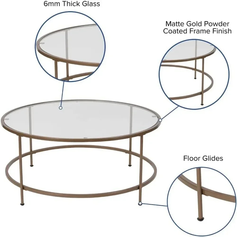 Astoria Collection Round Coffee Table - Modern Clear