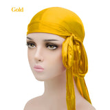 Unisex Silky Satin Durags Bandanas Turban Hat Elastic