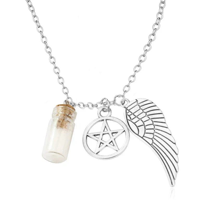 Movie Supernatural Dean Leather Rope Coppery Pendant Necklace