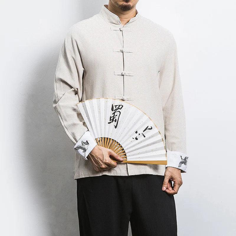 Spring Crane Embroidery Top Traditional Chinese Clothing for