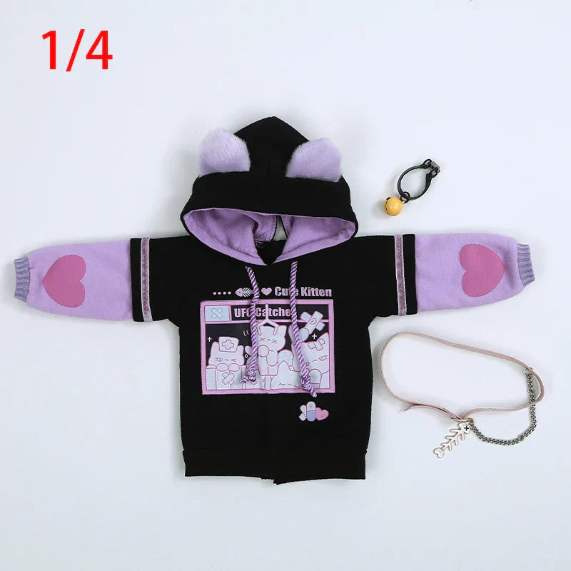 BJD Doll Clothes Cute Cat small bell Sweater Hoodie Jacket