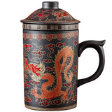 Retro Yixing Dragon Phenix Purple Clay Tea Mug