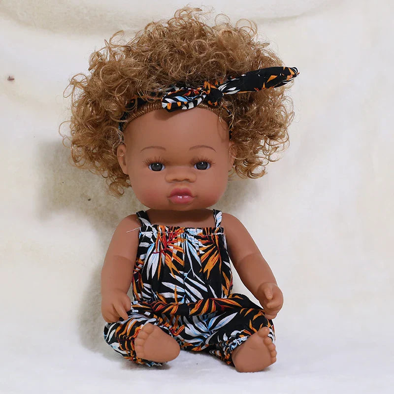 35cm Newborn Reborn African Doll Baby Simulation Soft