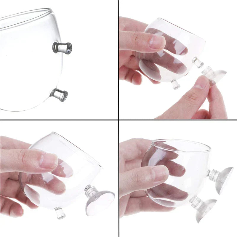 Aquarium Plant Pot Glass Cylinder Cup With Suckers