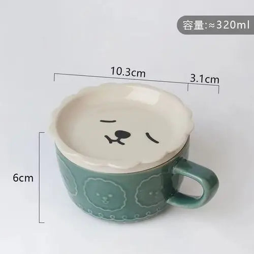 250ML Japanese Shiba Inu Ceramic Coffee Cup Saucer