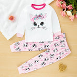 hibobi Spring 2-Piece Cute Cat Girl Round Neck