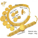 African 24K Gold Color Coins Necklace Bracelet Sets