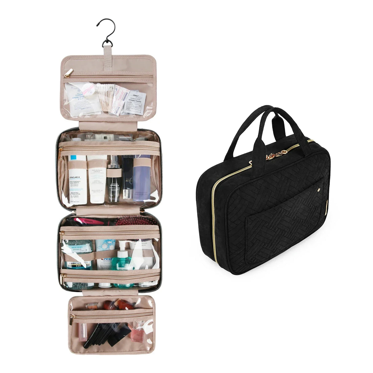BAGSMART Makeup Cosmetic Bag with Hanging Hook Water-resistant