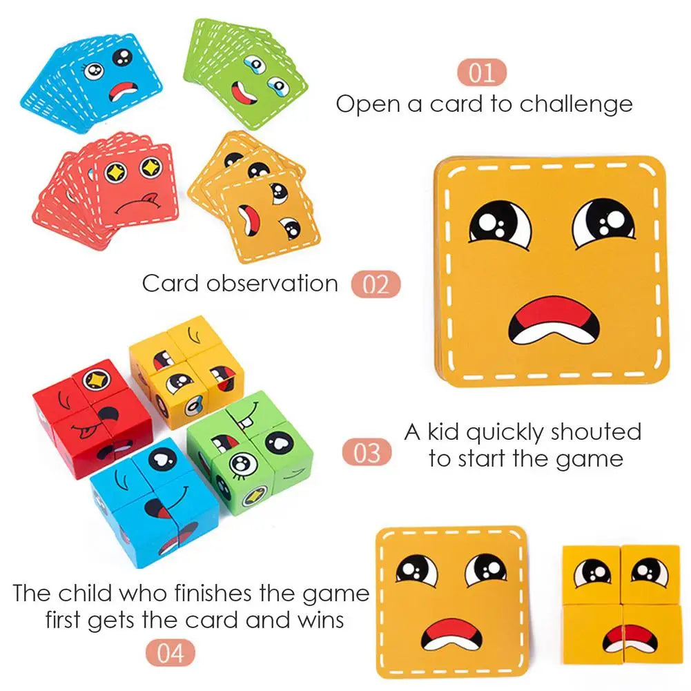 Kids Montessori Toy pcs Cards of Emoticon Puzzle