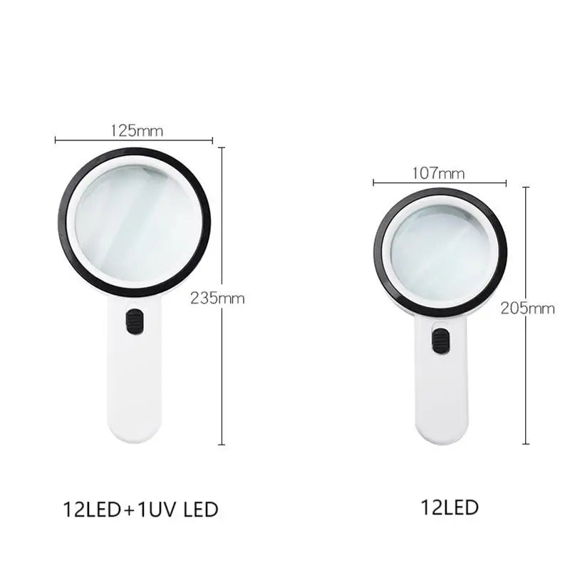 30X Handheld Magnifier Magnifying Glass with 12 LED