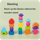 Montessori Wooden Beads Sequencing Toy Set, Five Columns