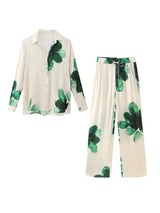 Printed Women 2 Piece Set Loose Lapel Single