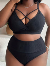 0XL 4XL Ribbed Bikini Large Size Swimwear Plus