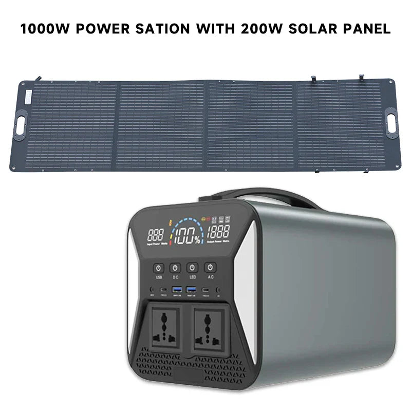 캠핑용품 600W 1800W 2400W Portable Power Station with 100W 200W 400W Solar Panel for Camping Home 220V Lifepo4 Battery 캠핑용품신기한것