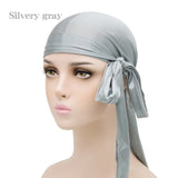 Unisex Silky Satin Durags Bandanas Turban Hat Elastic
