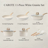 CAROTE Pots and Pans Set Nonstick, White Granite