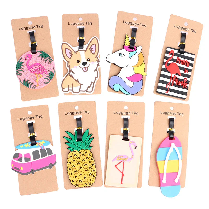 1PC Cute Cartoon Hawaiian Flamingo Silicone Luggage Tag