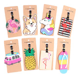 1PC Cute Cartoon Hawaiian Flamingo Silicone Luggage Tag