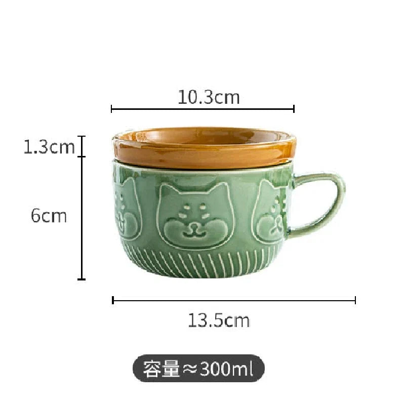 250ML Japanese Shiba Inu Ceramic Coffee Cup Saucer