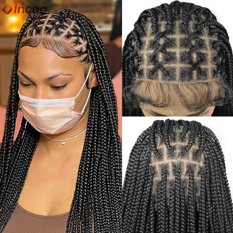 36" Lace Front Knotless Box Braided Wig for Black Women