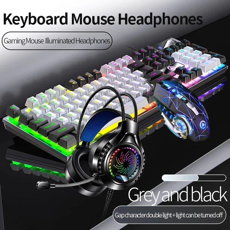 Gaming Keyboard Mouse Headphone Set Wired Backlight Game