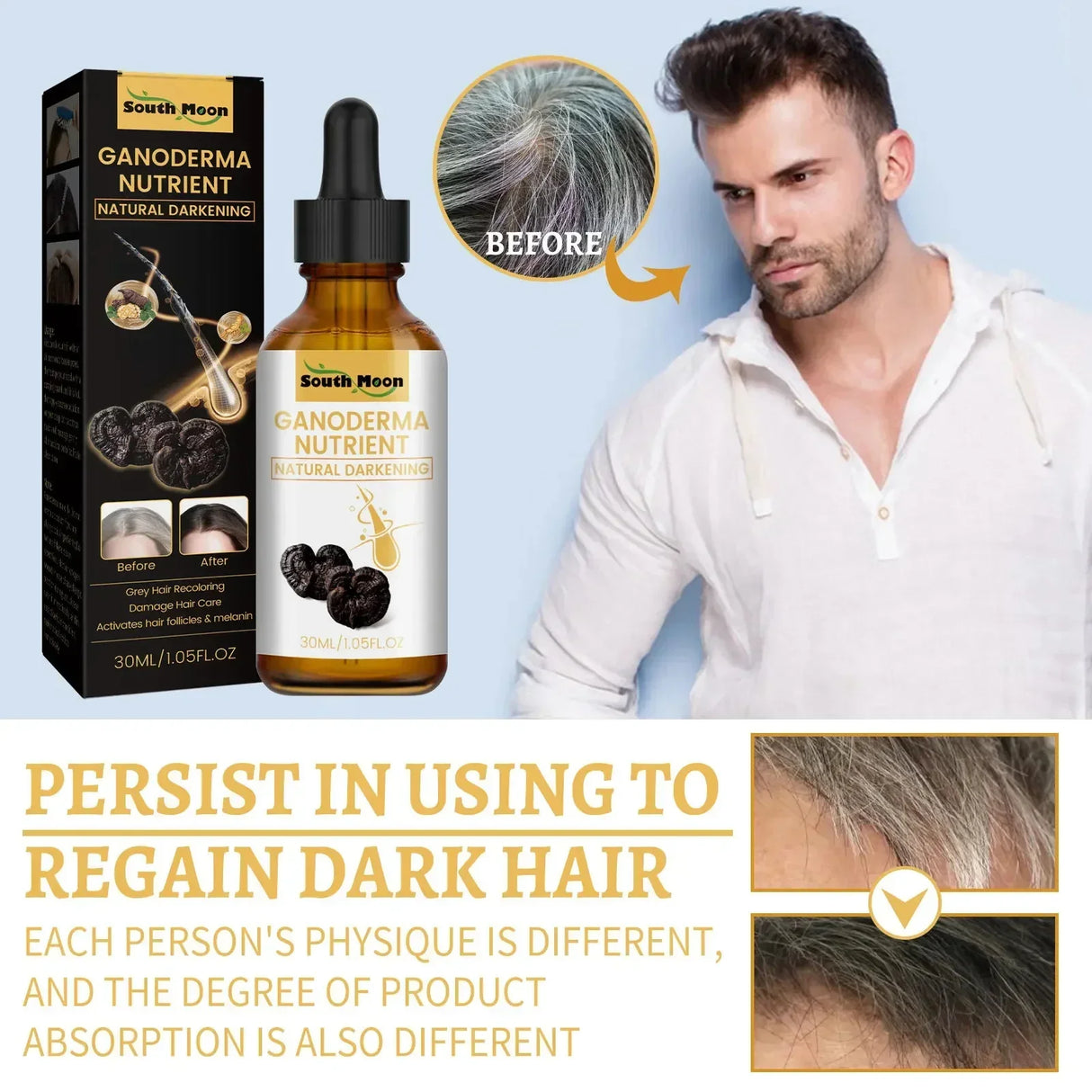 Gray White Hair Treatment Serum Oil White To